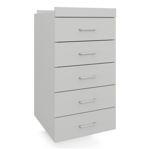 77.0655.00.10.02 Тумба подвесная 5 ящиков 400х540х760 мм, высокая, серый металл - СТАЛЬ